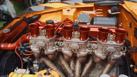 Tight-Shot-of-a-Customized-Modified-Engine-of-a-Nissan-240z-Show-Car