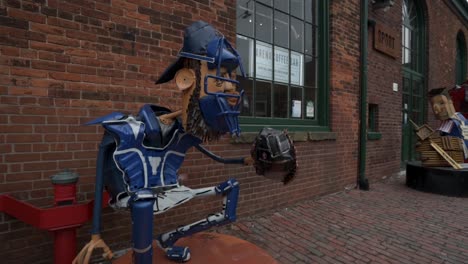 Baseball--Hockey-Art-At-Distillery-District,-Toronto