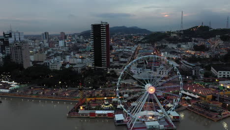 A-drone-shot-in-the-city-of-Guayaquil,-Ecuador