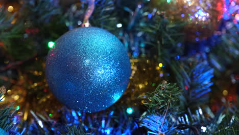 Christmas-blue-ball-in-a-tree-decoration