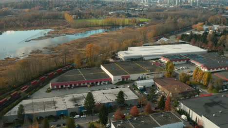 Aerial-view-of-Burnaby-Lake-revealing-the-Vancouver-skyline-in-the-distance