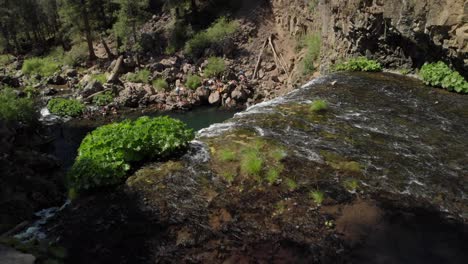 Flussaufnahmen-Zeigen-Schwimmer-Im-Pool-Unterhalb-Der-Wunderschönen-McCloud-Wasserfälle