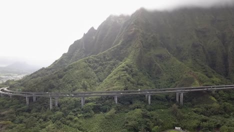 Aerial-view-of-the-freeway-H3-on-Oahu