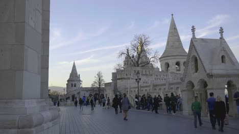 Fisherman's-Bastion-shot-with-turists-passing-by