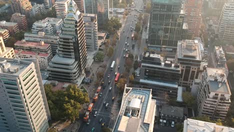 Aerial-static-drone-shot-of-traffic-from-above,-Santiago-Chile