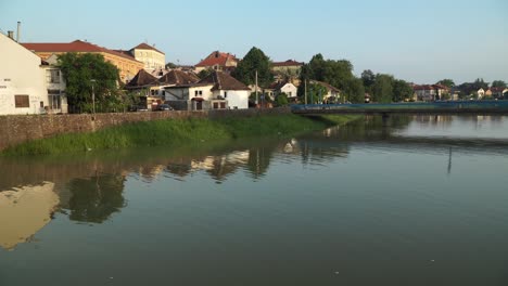 View-of-river-and-bridge-in-Brcko-district,-Bosnia-and-Herzegovina