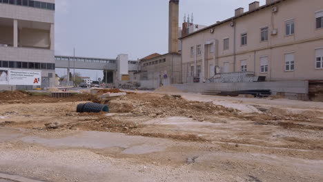 Unfinished-road-construction-work-in-Zadar,-Croatia