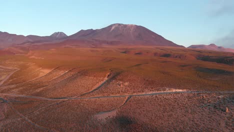 Aerial-cinematic-shot-of-LÃ¡scar-Volcano-in-the-Atacama-Desert,-Chile,-South-America