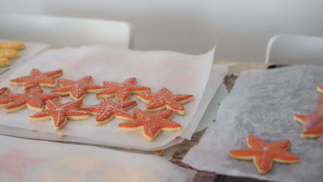 Footage-Of-a-Caucasian-woman-Making-Starfish-Cookies