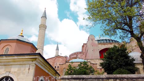 Slow-Motion:Exterior-view-of-Hagia-Sophie-Museum-which-locates-in-Istanbul,Turkey