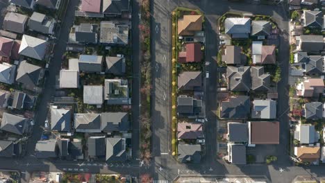 An-overhead-aerial-view-of-houses-and-homes-that-are-part-of-a-residential-estate