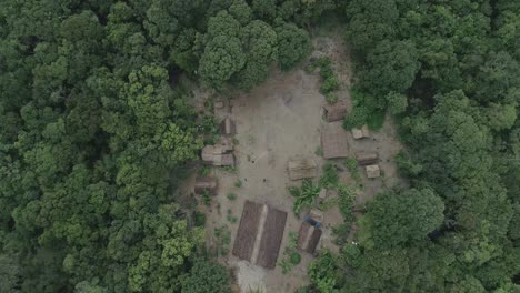 Amazon-Jungle-with-indigenous-tribe-aerial-shot
