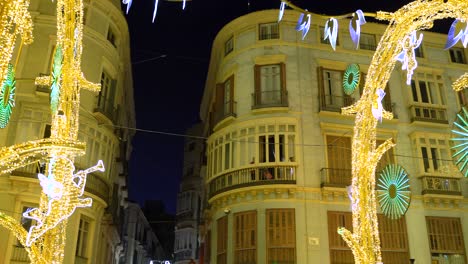 Christmas-light-show-on-Calle-Larios,-Malaga,-Spain---historical-center