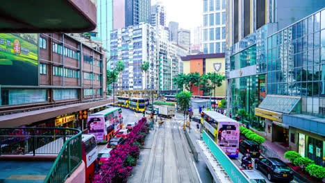 Hong-Kong-China,-circa-:-timelapse-traffic-at-Causeway-Bay-area-in-Hong-kong-City