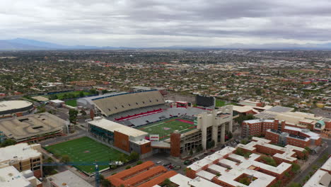 Flying-Over-Home-Field-Of-The-Arizona-Wildcats-In-Tucson,-Arizona,-USA