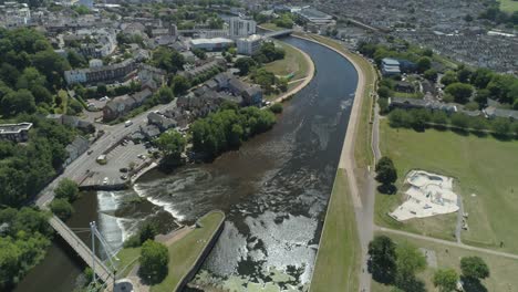 Aerial-following-the-river-exe-convergence-into-the-city-centre