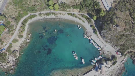 Aerial-view-on-a-little-harbour-in-Kardamyli,-Greece