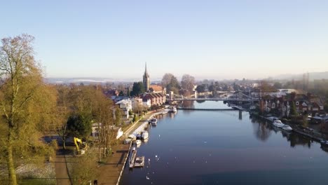 Beautiful-aerial-shot-of-Marlow-and-the-River-Thames-during-golden-hour