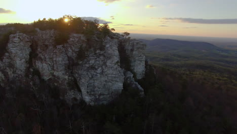Drone-footage-of-sunrise-at-Hanging-Rock