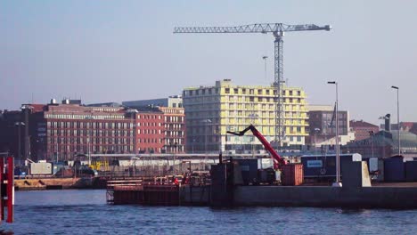 Construction-in-Helsingborg-harbor,-2017