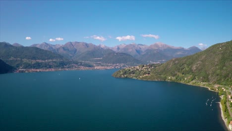 Aerial-drone-footage-over-beautiful-Lake-Como,-Italy