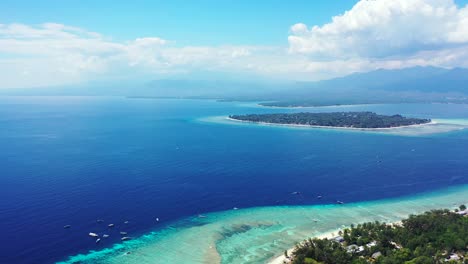 Aerial-panorama,-tropical-white-sand-islands-and-turquoise-clear-sea-water-in-The-Philippines