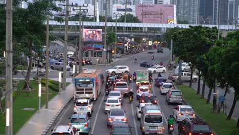 Bangkok,-Tailandia,-Circa:-Atasco-De-Tráfico-En-La-Ciudad-De-Bangkok
