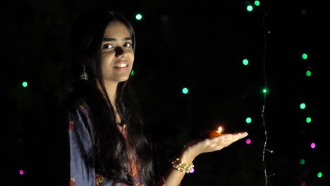 Indian-girl-with-diwali-diya