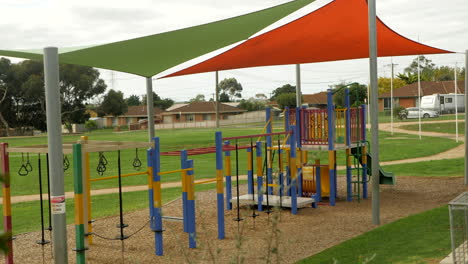Empty-Elementary-School-Playground-During-Coronavirus,-TILT-DOWN