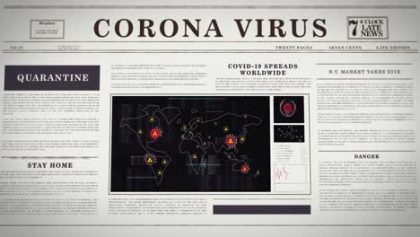 Digital-newspaper-about-the-Corona---Covid-19-virus-with-a-moving-animation-about-the-spread-on-the-planet