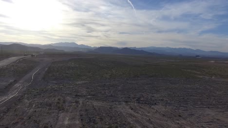 Las-Vegas,-Nevada-Landscape-Drone-Shot-4k-sunset-Beautiful-blue-sky-and-clouds