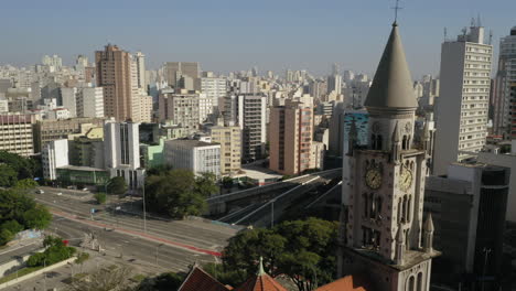 Aerial-view-of-Sao-Paulo-downtown-empty-during-Covid-19-Quarantine,-Brazil
