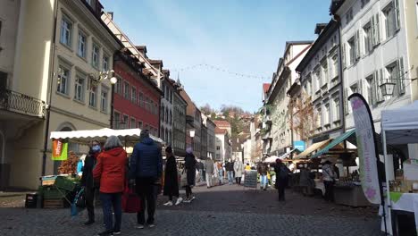 Timelapse-footage-of-Austrian-People-in-the-street-open-market-during-lockdown-in-Austria