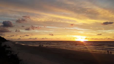 Sunset-at-the-Lubiatowo-Beach,-Baltic-Sea,-Poland
