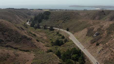 Drone-shot-highway-1-going-to-the-coast-Northern-California