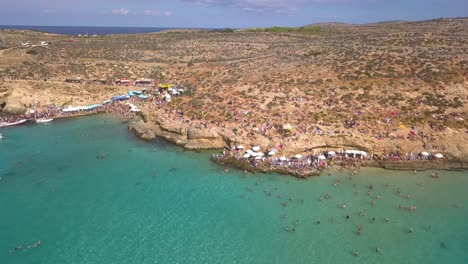 Wide-aerial-landscape-view-of-Blue-Lagoon-in-Malta-used-as-the-famous-movie-set