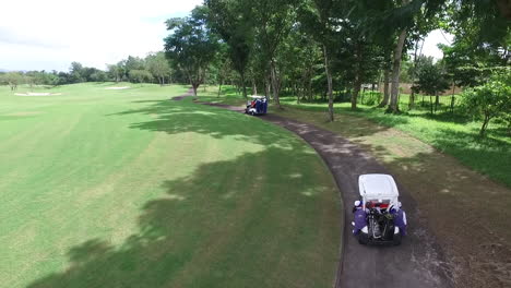 Aerial-of-Golf-Carts-running-in-Sta