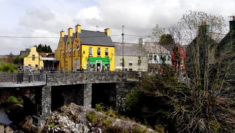 Sneem-is-a-village-situated-on-the-Iveragh-Peninsula,-in-County-Kerry,-Ireland-known-for-colorful-and-quaint-little-buildings-and-homes