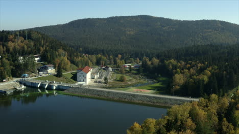 Wide-aerial-shot-of-the-Lipno-Dam