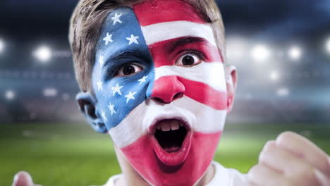 Amerikanischer-Fan-Feiert-Sieg-Mit-Stadion-Im-Hintergrund