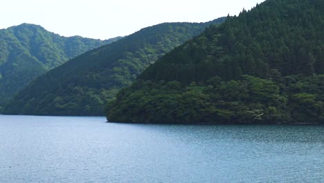 The-view-of-traditional-japanese-ship-in-Ashi-lake