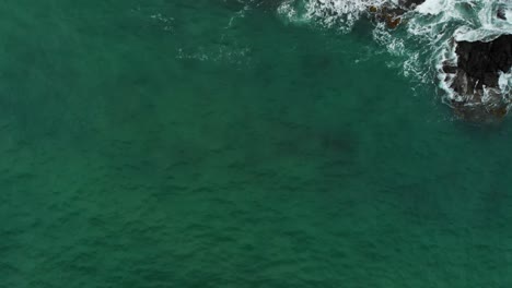 Bluff-Lighthouse,-New-Zealand-and-sea-ocean-waves-coast---Top-Down---Aerial-Drone