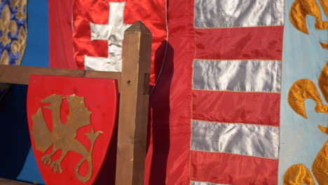 Historic-medieval-flags,-symbols-and-banners
