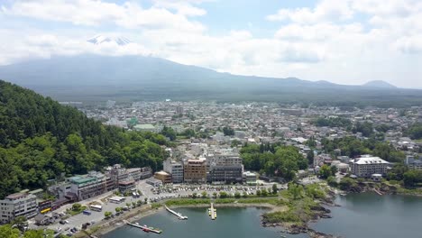 Aerial-view-of-mount-fuji-from-the-minamitsuru-over-kawaguchi-sea