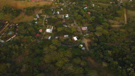 Stunning-aerial-view-of-a-shantytown-in-a-tropical-jungle