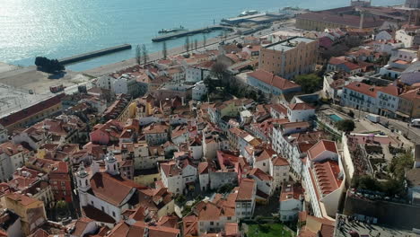 Aerial-view-of-the-Alfama-district,-Lisbon,-Portugal