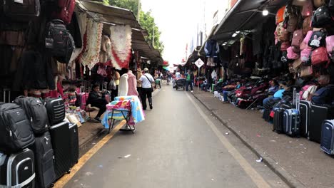 Walking-in-a-street-market-in-Rio-de-Janeiro,-Brazil