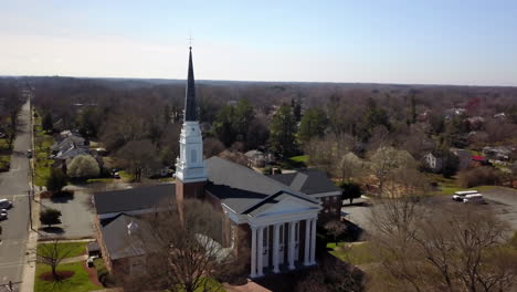 Aerial-of-Church-in-Spring-.....4K