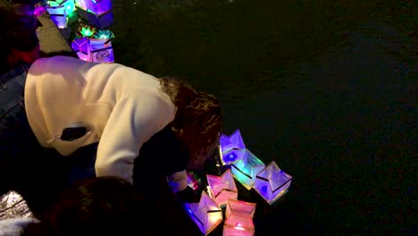 Chinese-wish-lanterns-adorn-the-peaceful-Riverwalk-in-San-Antonio-4K30fps