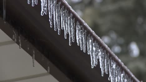 Melting-icicles-on-house-eaves-trough
